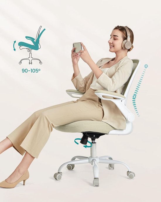 Ergonomische Bureaustoel - Comfortabel & Verstelbaar - Havermoutbeige – foto 4