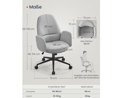 Ergonomische Draaistoel met Stoffen Bekleding en Verstelbare Hoogte – foto 4