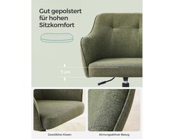 Groene Draaifauteuil - Comfortabel & Verrijdbaar met Stalen Frame en Katoen-Linnen Bekleding – foto 1