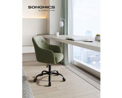 Groene Draaifauteuil - Comfortabel & Verrijdbaar met Stalen Frame en Katoen-Linnen Bekleding – foto 4