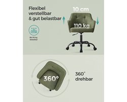 Groene Draaifauteuil - Comfortabel & Verrijdbaar met Stalen Frame en Katoen-Linnen Bekleding – foto 6