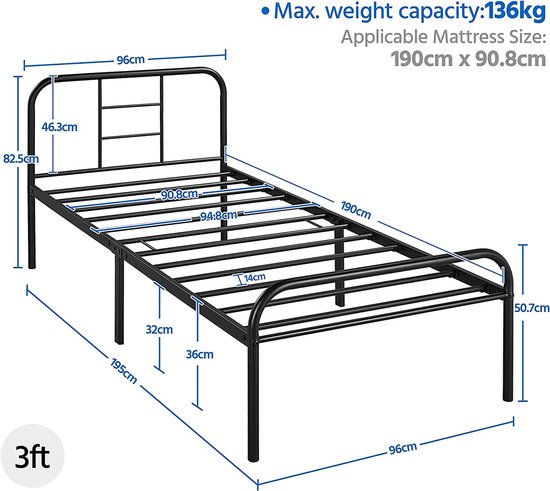 Elegant eenpersoonsbedframe met lattenbodem voor optimaal comfort – foto 1