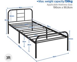 Elegant eenpersoonsbedframe met lattenbodem voor optimaal comfort – foto 2