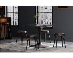 Set van 2 Elegante Eetkamerkrukken - Zwart Kunstleer – foto 4