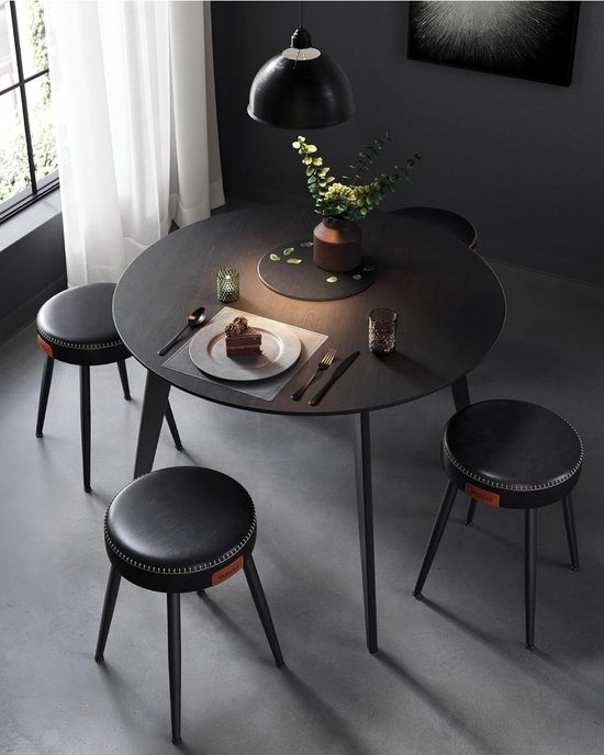 Set van 2 Elegante Eetkamerkrukken - Zwart Kunstleer – foto 5