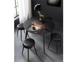 Set van 2 Elegante Eetkamerkrukken - Zwart Kunstleer – foto 6