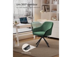 Luxe Eetkamerstoel met Armleuningen – Fluweel Groen-Inktzwart – foto 3