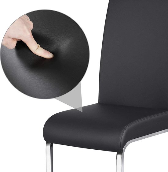 Set van 2 Eetkamerstoelen met Comfortabele Zitting - Zwart Kunstleer – foto 1