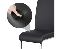 Set van 2 Eetkamerstoelen met Comfortabele Zitting - Zwart Kunstleer – foto 2