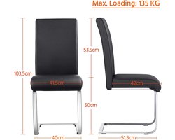Set van 2 Eetkamerstoelen met Comfortabele Zitting - Zwart Kunstleer – foto 4