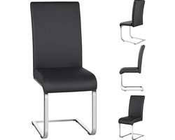 Set van 2 Eetkamerstoelen met Comfortabele Zitting - Zwart Kunstleer – foto 6