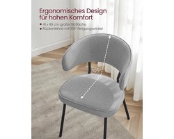 Set van 6 Gestoffeerde Eetkamerstoelen met Metalen Poten - Lichtgrijs – foto 4