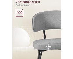 Set van 6 Gestoffeerde Eetkamerstoelen met Metalen Poten - Lichtgrijs – foto 6