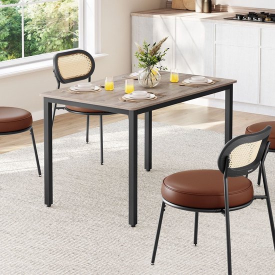 Eettafel - Stijlvol & Stevig Ontwerp - Greige Gemêleerd – foto 3