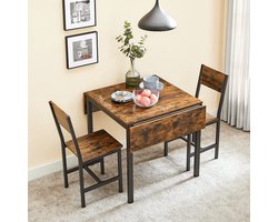 Flexibele Eettafel voor Kleine Ruimtes - Inklapbaar - Industrieel Bruin-Zwart – foto 1