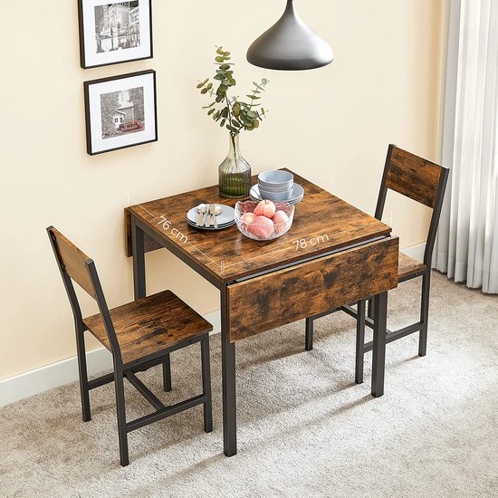 Flexibele Eettafel voor Kleine Ruimtes - Inklapbaar - Industrieel Bruin-Zwart – foto 2