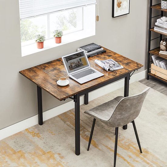 Flexibele Eettafel voor Kleine Ruimtes - Inklapbaar - Industrieel Bruin-Zwart – foto 4