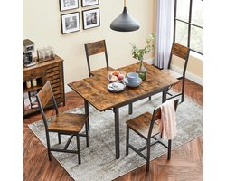Flexibele Eettafel voor Kleine Ruimtes - Inklapbaar - Industrieel Bruin-Zwart – foto 5