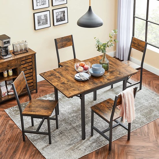 Flexibele Eettafel voor Kleine Ruimtes - Inklapbaar - Industrieel Bruin-Zwart – foto 6