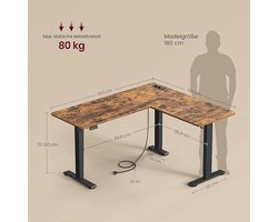 Elektrisch in hoogte verstelbaar hoekbureau met geïntegreerd laadstation – foto 1
