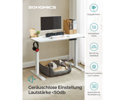 Elektrisch Zit-Sta Bureau met Wielen – In Hoogte Verstelbaar – Wit – foto 2