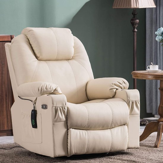 Luxe Elektrische Relaxfauteuil met Massage en Warmtefunctie - Crème – foto 1