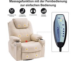 Luxe Elektrische Relaxfauteuil met Massage en Warmtefunctie - Crème – foto 4