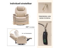 Luxe Elektrische Relaxfauteuil met Massage en Warmtefunctie - Crème – foto 5