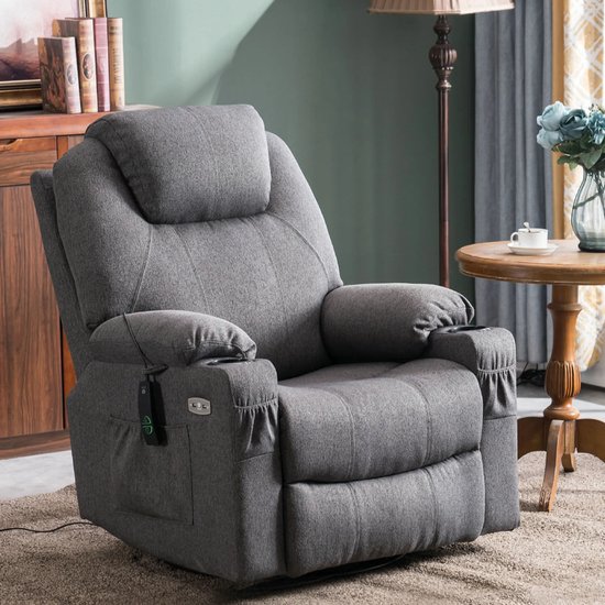 Elektrische Relaxfauteuil met Massage en Verwarming - Grijs – foto 1