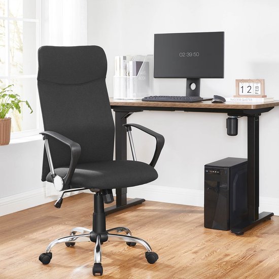 Ergonomische Bureaustoel met Comfortabele Zitting en Schommelfunctie Zwart – foto 1