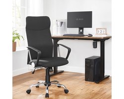 Ergonomische Bureaustoel met Comfortabele Zitting en Schommelfunctie Zwart – foto 2