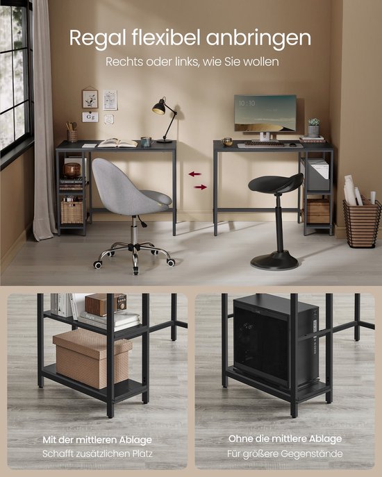 Veelzijdig Bureau met Ruim Werkblad en Stalen Poten - 100 x 50 cm - Zwart – foto 5