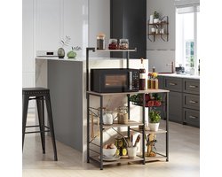 Veelzijdige Keukenplank met Metalen Mand en Haken - Greige-Zwart – foto 6