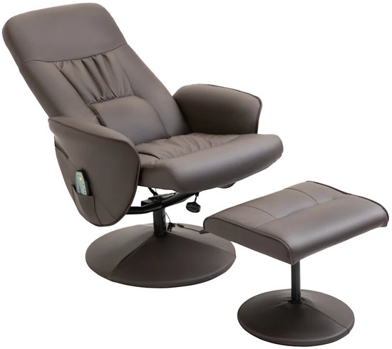 Luxe Relaxfauteuil met Voetensteun en Massagefunctie - Bruin Kunstleer – foto 1