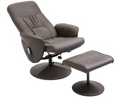 Luxe Relaxfauteuil met Voetensteun en Massagefunctie - Bruin Kunstleer – foto 2
