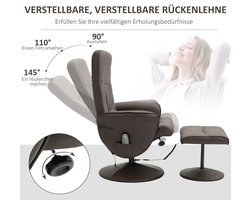 Luxe Relaxfauteuil met Voetensteun en Massagefunctie - Bruin Kunstleer – foto 4