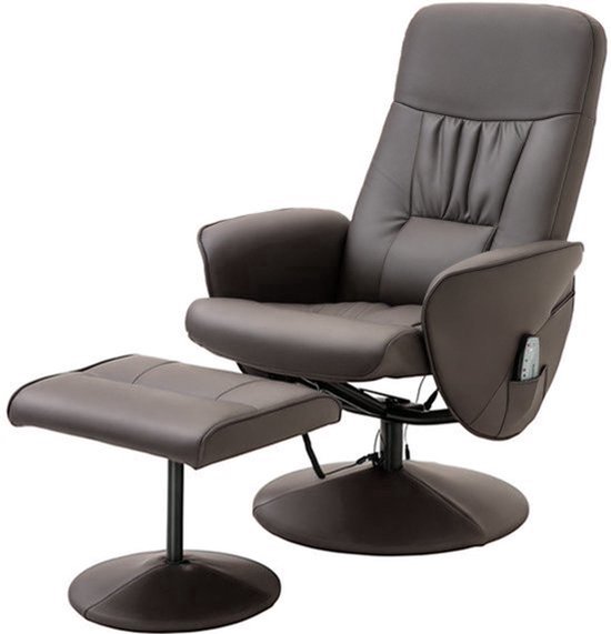 Luxe Relaxfauteuil met Voetensteun en Massagefunctie - Bruin Kunstleer – foto 5