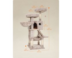 Luxe Kattenverblijf met Krabpaal en Klimconstructie – Ombre Bruin Wit – foto 1