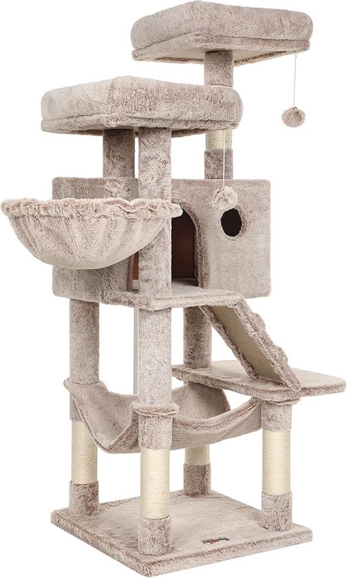 Luxe Kattenverblijf met Krabpaal en Klimconstructie – Ombre Bruin Wit – foto 3