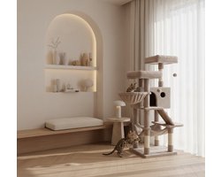 Luxe Kattenverblijf met Krabpaal en Klimconstructie – Ombre Bruin Wit – foto 5