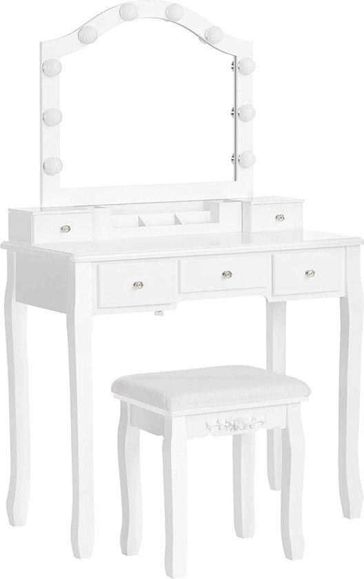 Luxe Kaptafel met Verlichte Spiegel en Comfortabele Kruk – foto 1