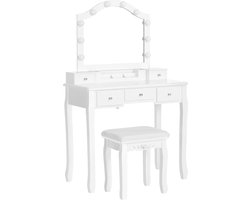 Luxe Kaptafel met Verlichte Spiegel en Comfortabele Kruk – foto 2