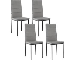 Set van 4 Fluwelen Eetkamerstoelen met Hoge Rugleuning en Metalen Poten – foto 6