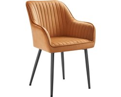 Fluwelen Accentstoel met Houten Blad en Metalen Poten – foto 4