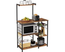 Multifunctionele Keukenplank met Opbergmand en Haken - Industrieel Design – foto 2