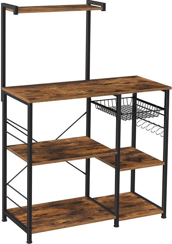 Multifunctionele Keukenplank met Opbergmand en Haken - Industrieel Design – foto 3