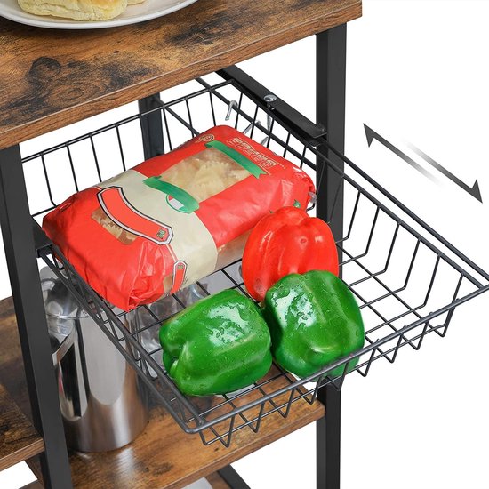 Multifunctionele Keukenplank met Opbergmand en Haken - Industrieel Design – foto 5