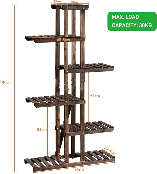 Houten Plantenstandaard met 6 Niveaus - Multifunctioneel Staand Rek – foto 1