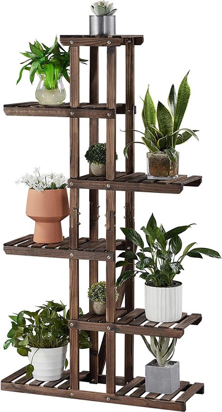 Houten Plantenstandaard met 6 Niveaus - Multifunctioneel Staand Rek – foto 6