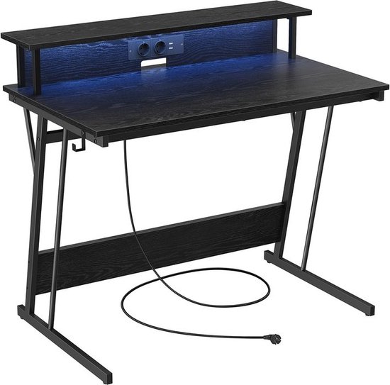 Geavanceerd Gamingbureau met LED Verlichting en Ergonomische Monitorverhoger – foto 2